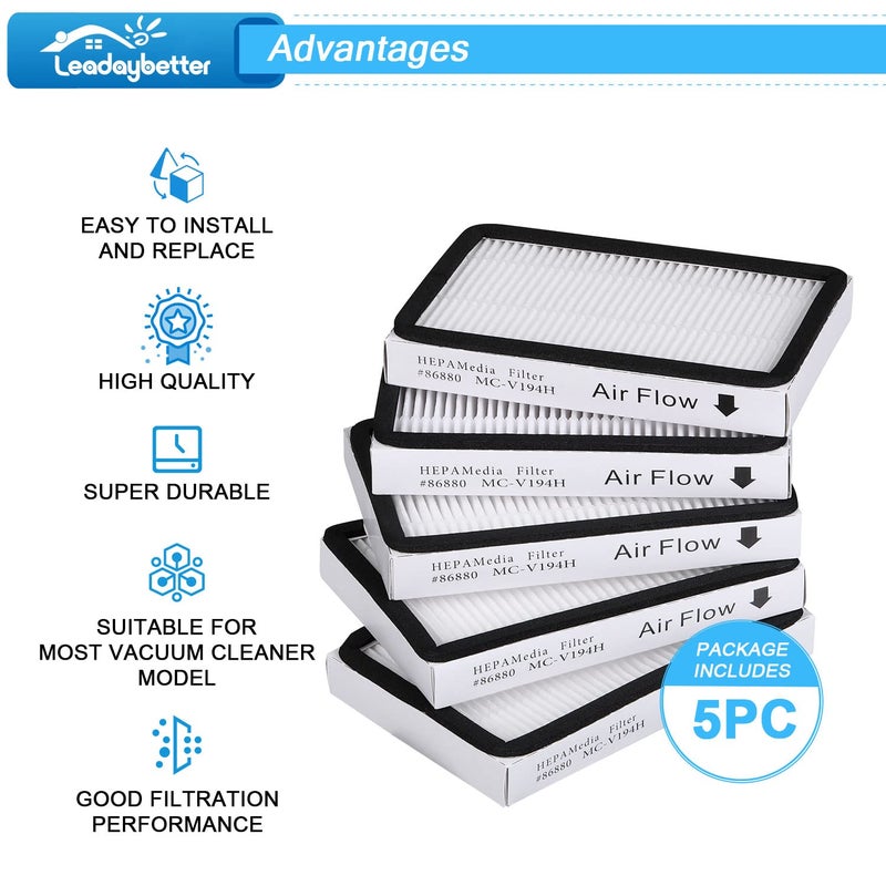 Leadaybetter 5 Pack for Kenmore EF-2 86880 Exhaust Vacuum HEPA Filters. Compare to Replace Sears Part # 20-86880 (86880), 40320, EF2, 610445. Also Replaces Panasonic MC-V194H - Image 4